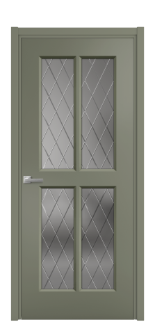 Дверь межкомнатная Paulo 3 Цвет Зеленый Покрытие Эмаль  Наличник L 50 Цена 44758