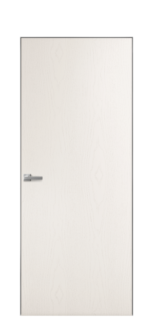 Дверь межкомнатная Porte 39-00 Цвет Ясень Молочный Покрытие Шпон крашеный вертикаль Наличник Скрытый короб хром Цена 49320
