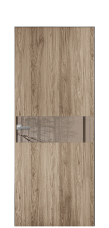 Дверь межкомнатная Vetro 11 Цвет Орех смоук Покрытие ПВХ ПОД ДЕРЕВО Наличник Скрытый короб хром Цена 41500