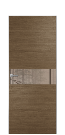 Дверь межкомнатная Vetro 11 Цвет Дуб Шоколад Покрытие Шпон масло  Наличник Скрытый короб хром Цена 68960