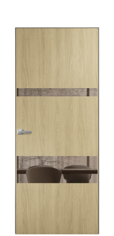 Дверь межкомнатная Vetro 12 Цвет Maderaira oak amber Покрытие ПВХ WOOD NATURAL Наличник Скрытый короб хром Цена 42424