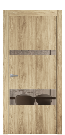 Дверь межкомнатная Vetro 12 Цвет Орех NY светлый Покрытие ПВХ WOOD NATURAL Наличник L 75 Цена 26284