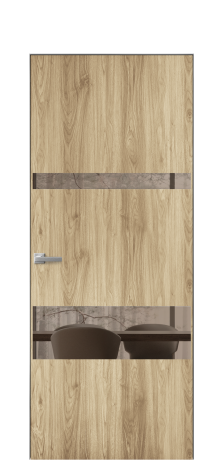 Дверь межкомнатная Vetro 12 Цвет Орех NY светлый Покрытие ПВХ WOOD NATURAL Наличник Скрытый короб хром Цена 42424