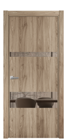 Дверь межкомнатная Vetro 12 Цвет Орех NY смоук Покрытие ПВХ WOOD NATURAL Наличник L 75 Цена 26284