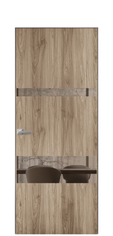 Дверь межкомнатная Vetro 12 Цвет Орех NY смоук Покрытие ПВХ WOOD NATURAL Наличник Скрытый короб хром Цена 42424