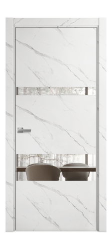 Дверь межкомнатная Vetro 12 Цвет Monte white soft Покрытие ПВХ ORIGINAL Наличник L 75 Цена 25884