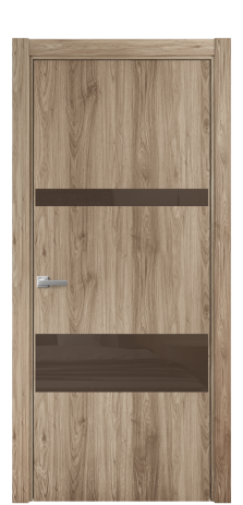 Дверь межкомнатная Vetro 12 Цвет Орех NY смоук Покрытие ПВХ WOOD NATURAL Наличник L 75 Цена 33550