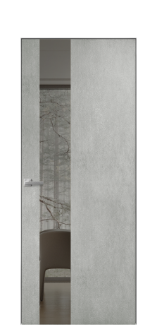 Дверь межкомнатная Vetro 14 Цвет Бетон серый Покрытие ПВХ ФАКТУРНЫЕ Наличник Скрытый короб хром Цена 41500