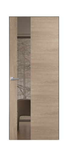 Дверь межкомнатная Vetro 14 Цвет Дуб Песочный Покрытие Шпон натуральный  Наличник Скрытый короб хром Цена 67110