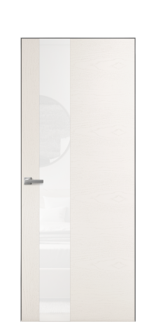 Дверь межкомнатная Vetro 14 Цвет Ясень Молочный Покрытие Шпон крашеный  Наличник Скрытый короб хром Цена 47850
