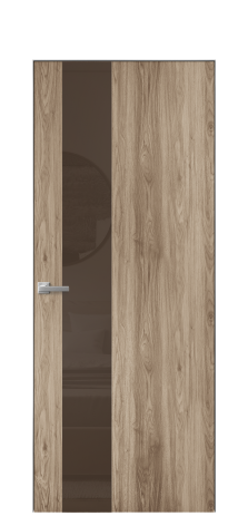 Дверь межкомнатная Vetro 14 Цвет Орех NY смоук Покрытие ПВХ WOOD NATURAL Наличник Скрытый короб хром Цена 42560