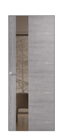 Дверь межкомнатная Vetro 14 Цвет Дуб Кварц Покрытие Шпон натуральный  Наличник Скрытый короб хром Цена 67110