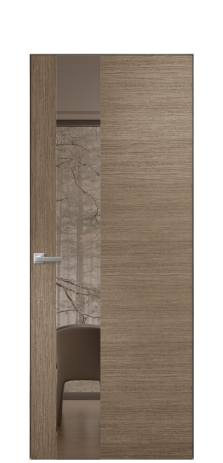 Дверь межкомнатная Vetro 14 Цвет Дуб Кофе Покрытие Шпон масло  Наличник Скрытый короб хром Цена 68960