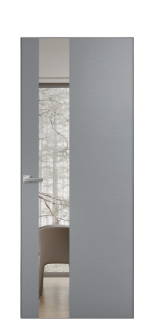 Дверь межкомнатная Vetro 14 Цвет Ясень Гриджио Покрытие Шпон крашеный  Наличник Скрытый короб хром Цена 65010