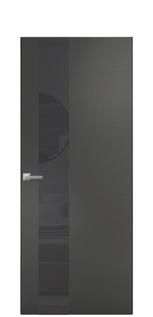 Дверь межкомнатная Vetro 14 Цвет Ясень Антрацит Покрытие Шпон крашеный  Наличник Скрытый короб хром Цена 65010