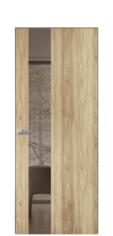 Дверь межкомнатная Vetro 14 Цвет Орех NY светлый Покрытие ПВХ WOOD NATURAL Наличник Скрытый короб хром Цена 42424