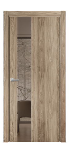 Дверь межкомнатная Vetro 14 Цвет Орех NY смоук Покрытие ПВХ WOOD NATURAL Наличник L 75 Цена 26284