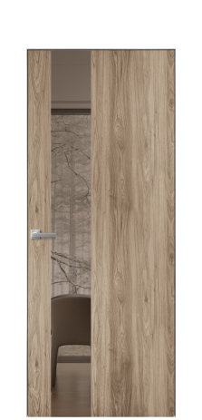 Дверь межкомнатная Vetro 14 Цвет Орех NY смоук Покрытие ПВХ WOOD NATURAL Наличник Скрытый короб хром Цена 42424