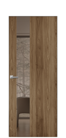 Дверь межкомнатная Vetro 14 Цвет Орех NY классический Покрытие ПВХ WOOD NATURAL Наличник Скрытый короб хром Цена 42424