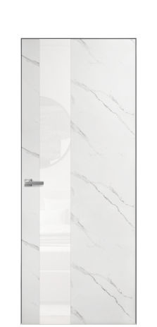 Дверь межкомнатная Vetro 14 Цвет Monte white soft Покрытие ПВХ ORIGINAL Наличник Скрытый короб хром Цена 42024