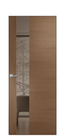 Дверь межкомнатная Vetro 14 Цвет Дуб Темный Покрытие Шпон натуральный  Наличник Скрытый короб хром Цена 61300