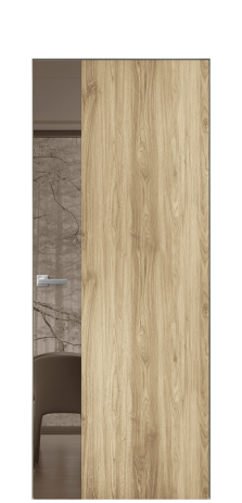 Дверь межкомнатная Vetro 19 Цвет Орех NY светлый Покрытие ПВХ WOOD NATURAL Наличник Скрытый короб хром Цена 42624
