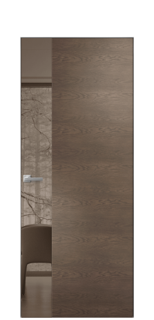 Дверь межкомнатная Vetro 19 Цвет Мореный Дуб Покрытие Шпон натуральный  Наличник Скрытый короб хром Цена 70910