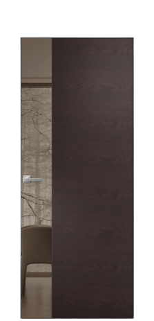 Дверь межкомнатная Vetro 19 Цвет Дуб Кофе Покрытие Шпон масло  Наличник Скрытый короб хром Цена 72760