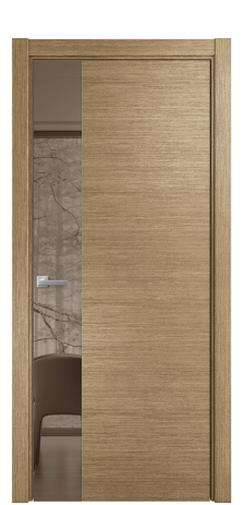 Дверь межкомнатная Vetro 19 Цвет Дуб Мускат Покрытие Шпон натуральный  Наличник Скрытый короб хром Цена 71660