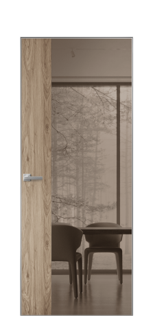 Дверь межкомнатная Vetro 20 Цвет Орех NY смоук Покрытие ПВХ WOOD NATURAL Наличник Скрытый короб хром Цена 48088