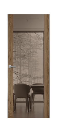 Дверь межкомнатная Vetro 21 Цвет Орех NY классический Покрытие ПВХ WOOD NATURAL Наличник Скрытый короб хром Цена 48088