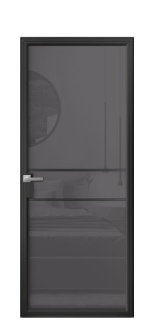 Дверь межкомнатная Frame 02 Цвет Черный Покрытие Алюминий  Наличник Скрытый короб Цена 83630