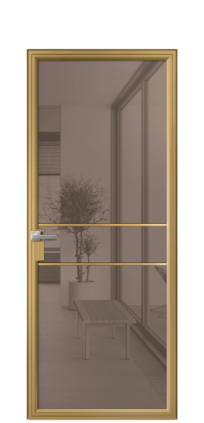 Дверь межкомнатная Фрейм 02 Цвет Латунь Покрытие Алюминий  Наличник Скрытый короб Цена 76700