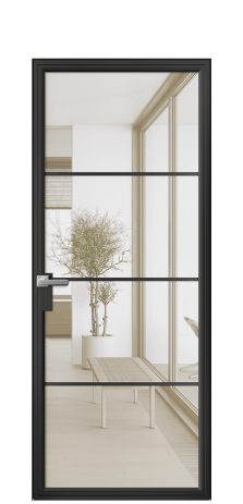Дверь межкомнатная Frame 04 Цвет Черный Покрытие Алюминий  Наличник Скрытый короб Цена 59525