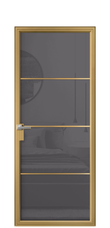 Дверь межкомнатная Frame 04 Цвет Латунь Покрытие Алюминий  Наличник Скрытый короб Цена 92140
