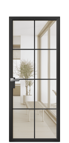 Дверь межкомнатная Frame 08 Цвет Черный Покрытие Алюминий  Наличник Скрытый короб Цена 63003