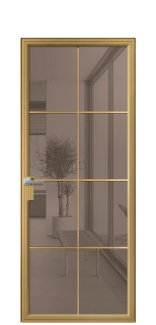 Дверь межкомнатная Frame 08 Цвет Латунь Покрытие Алюминий  Наличник Скрытый короб Цена 94920