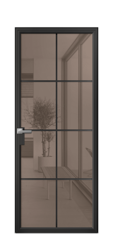 Дверь межкомнатная Фрейм 08 Цвет Черный Покрытие Алюминий  Наличник Скрытый короб Цена 74460