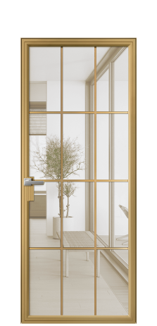 Дверь межкомнатная Frame 12 Цвет Латунь Покрытие Алюминий  Наличник Скрытый короб Цена 91120