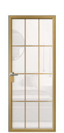 Дверь межкомнатная Frame 12 Цвет Латунь Покрытие Алюминий  Наличник Скрытый короб Цена 94544
