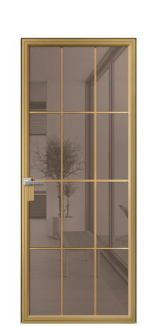 Дверь межкомнатная Frame 12 Цвет Латунь Покрытие Алюминий  Наличник Скрытый короб Цена 99020