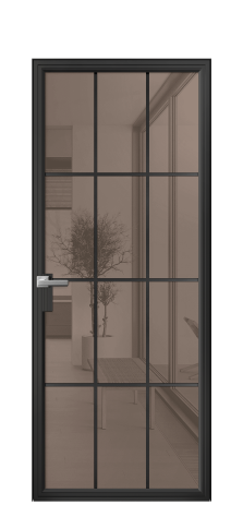 Дверь межкомнатная Фрейм 12 Цвет Черный Покрытие Алюминий  Наличник Скрытый короб Цена 77420