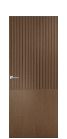 Дверь межкомнатная Breeze 5 Цвет Дуб Темный Покрытие Шпон натуральный  Наличник Скрытый короб хром Цена 79510